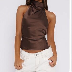WHITE FOX Brown Halter Top